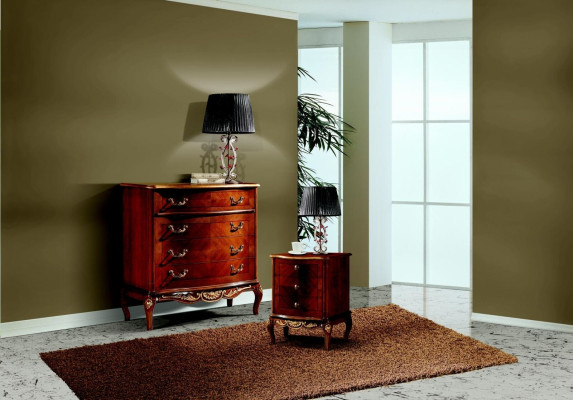 Luxus Italienische Möbel Groß Kommode Schrank mit 4 Schublade Holz Braun