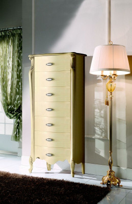 Italienische Holz Möbel Schicke Kommode 120 cm Hoch mit 7 Schubladen