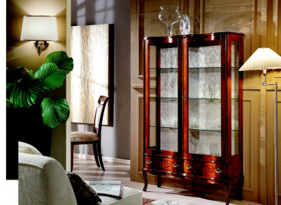 Möbel Klassische Luxus Vitrine Antik Stil Barock Rokoko Glasschrank Wohnzimmer Neu