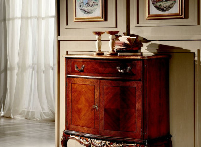 Italienische Holz Möbel Kommode Schrank mit 2 Türen und 1 Schublade