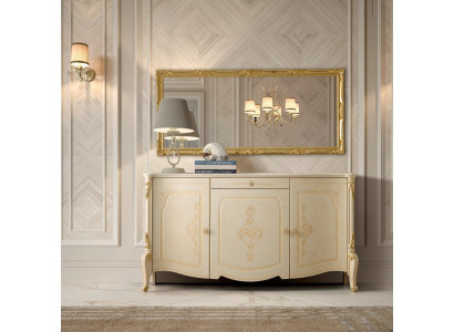 Koommode mit Spiegel Holz Kommoden Möbel Schrank Schlafzimmer Schwarz Sideboard