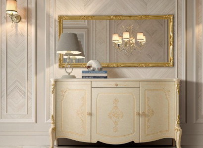 Koommode mit Spiegel Holz Kommoden Möbel Schrank Schlafzimmer Schwarz Sideboard