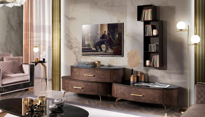 Wohnzimmer Set Design 2x Kommode Wandregal Wohnwand Regal Schränke 4tlg.