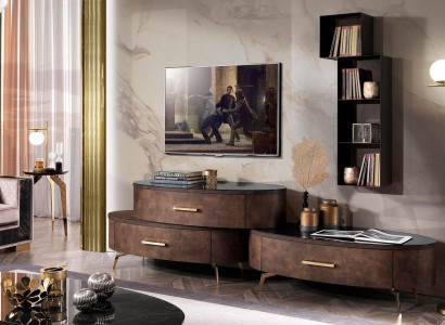 Wohnzimmer Set Design 2x Kommode Wandregal Wohnwand Regal Schränke 4tlg.