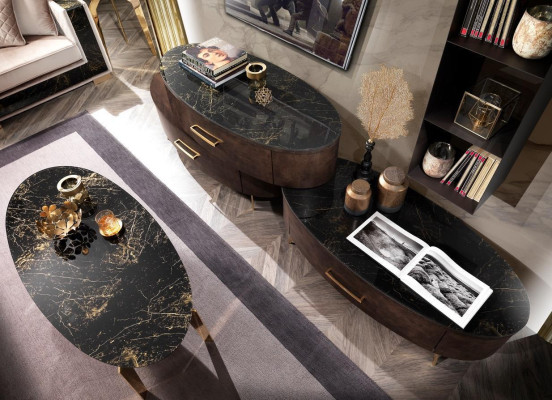 Wohnzimmer Set Design 2x Kommode Wandregal Wohnwand Regal Schränke 4tlg.