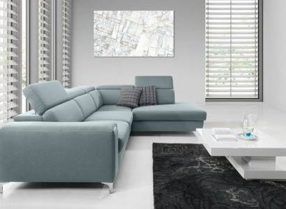 Designer-komfortables, weiches Ecksofa in exquisitem Blau für das Wohnzimmer