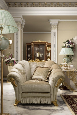 Sessel Stuhl Polster Fernseh leder Textil Stoff Beige Design Lounge Club Relax