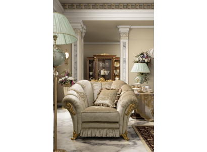 Sessel Stuhl Polster Fernseh leder Textil Stoff Beige Design Lounge Club Relax