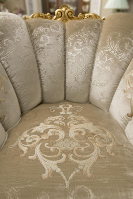 Sessel Stuhl Polster Fernseh leder Textil Stoff Beige Design Lounge Club Relax