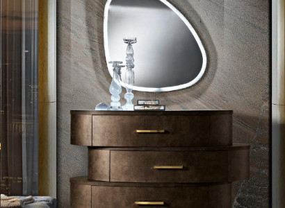 Kommode mit Spiegel Kommoden Schlafzimmer Schrank Holz Modern Design Braun Set