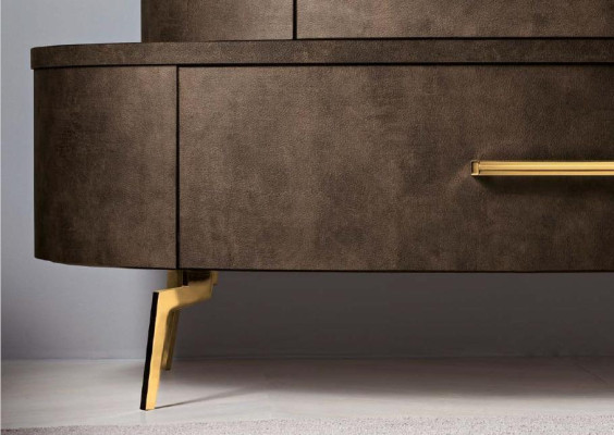 Kommode mit Spiegel Kommoden Schlafzimmer Schrank Holz Modern Design Braun Set