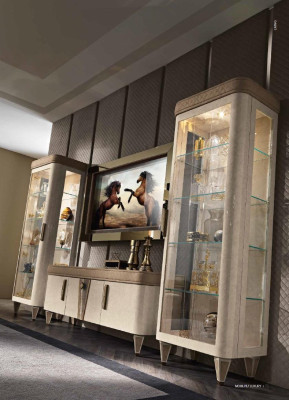 Vitrinen Glas Schrank Schränke Regal Holz Vitrine Design Modern Wohnzimmer Neu