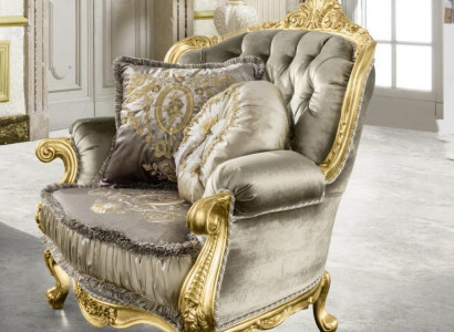 Sessel Relax Stoff Lounge Club Polster Design Couch Sofa Sitzer Luxus Gold Neu