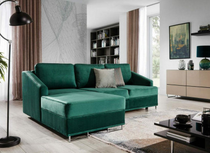 Luxus Ecksofa Couch - Smaragd Grüne Sofa Polster Eckgarnitur Bettfunktion neu