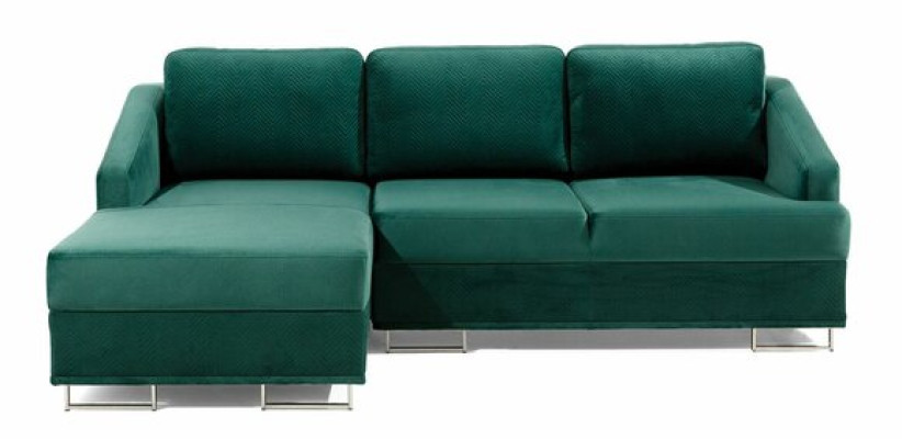 Luxus Ecksofa Couch - Smaragd Grüne Sofa Polster Eckgarnitur Bettfunktion neu