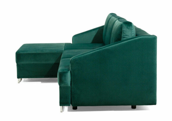 Luxus Ecksofa Couch - Smaragd Grüne Sofa Polster Eckgarnitur Bettfunktion neu