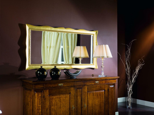 Spiegel wand glas xxl gold groß 181x91 rahmen holz Hängespiegel Barock Rokoko