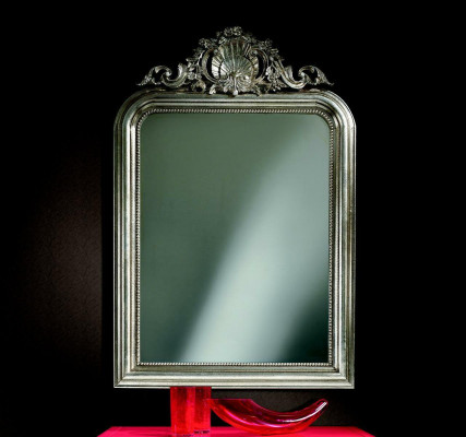 Klassischer Design Spiegel Wandspiegel Barock Rokoko Luxus Möbel Holz Rahmen Silber