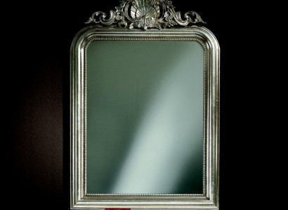 Klassischer Design Spiegel Wandspiegel Barock Rokoko Luxus Möbel Holz Rahmen Silber