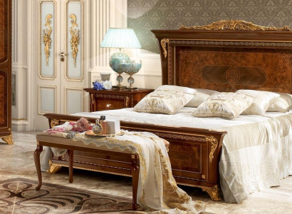 Schlafzimmer Barock Rokoko Holz Möbel Bett Polster Luxus Doppel Betten