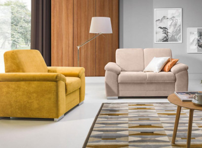 Design 2 Sitzer Relax Sofas Club Lounge Sofa Textil Polster Couch Stoff Couchen