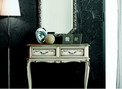 Möbel Stil Barock Konsolentisch Wandtisch Tisch Weiß Klassischer Holz 90 cm Neu