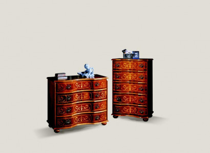 Italienische Holz Möbel Design Luxus Kommode Schrank 4 Schubladen Braun