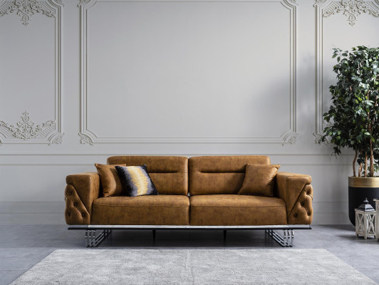 Sofagarnitur Komplette Sofa 31 Sitz Sessel Kunstleder Braun Set 2tlg