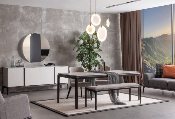 Wohnzimmer Anrichte Spiegel Luxus Gruppe Garnitur Set 2tlg neu grau