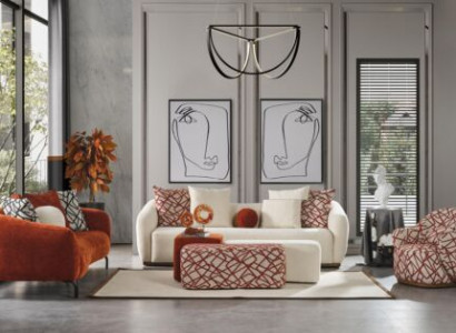 Sofagarnitur 431Sitzer 3x Hockere Set Design Sofas Polster Moderne 6tlg