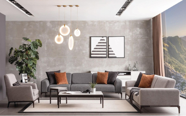 Wohnzimmer Sofa 3 Sitzer Design Stil Möbel Moderne Sofas grau