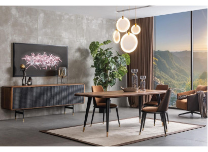 Gruppe Essganitur Esstisch 4x Stühlen Anrichte Möbel Es Esszimmer