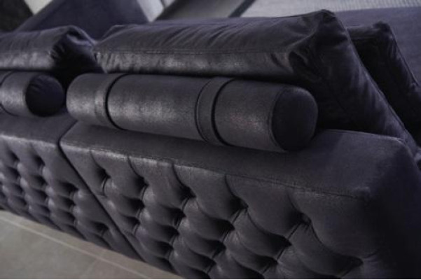 Design Sofagarnitur 3 Sitzer Textil Couch Polster Sofa Couchen Schwarz