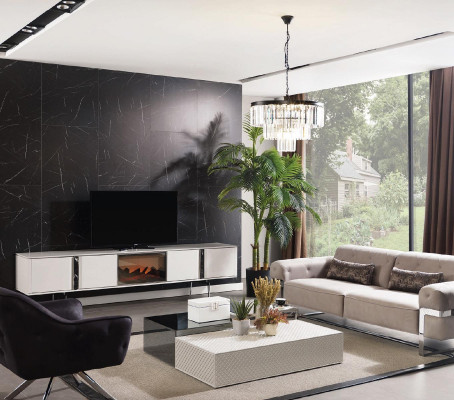 Sideboard mit Kamin tv fernseher ständer möbel luxus lowboard 240cm