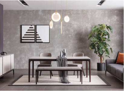 Esszimmer Esstisch Luxus Möbel Design Material Holz Moderner grau