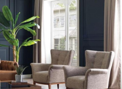 Chesterfield Sessel Couch Polster Luxus Holz mit Textil Stil Modern Lounge