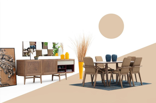 Esszimmer Gruppe Esstisch Stühle Tisch Holz Set 7tlg Braun Tische Neu