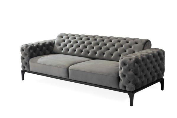 Chesterfield Sofagarnitur Sofa 31 Sitzer Stoff Grau Luxus Sofas Sitz