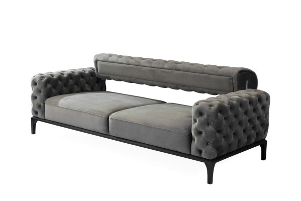 Chesterfield Sofagarnitur Sofa 31 Sitzer Stoff Grau Luxus Sofas Sitz