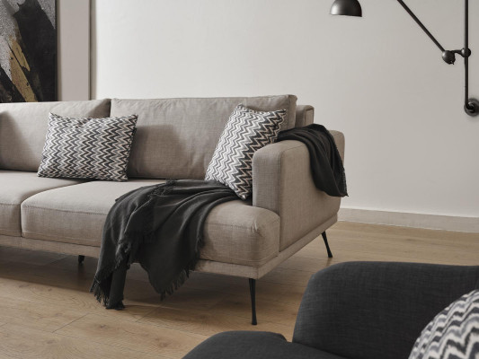 Komplette Couchgarnitur Sofagarnitur 431 Sitzer Grau Stoff Modern Set