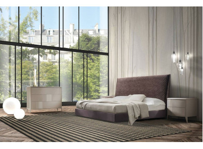 Designer Bett 2x Nachttische Kommode 4tlg. Set Schlafzimmer Italienische Möbel