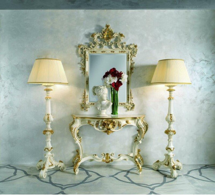 Gruppe 4tlg Set Stil Klassische 2xLampe Konsolentisch mit Spiegel Möbel