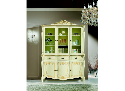 Vitrine Italienische Luxus Stil Wohnzimmer Möbel Schrank Barock Rokoko Stil Holz Neu