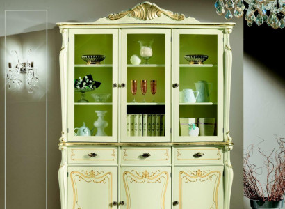 Vitrine Italienische Luxus Stil Wohnzimmer Möbel Schrank Barock Rokoko Stil Holz Neu