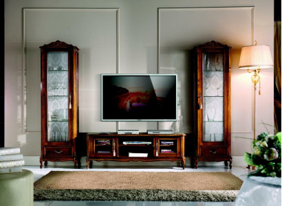 Wohnwand 3tlg rtv 2x Vitrine Design Italienische Möbel Wohnzimmer Barock Stil