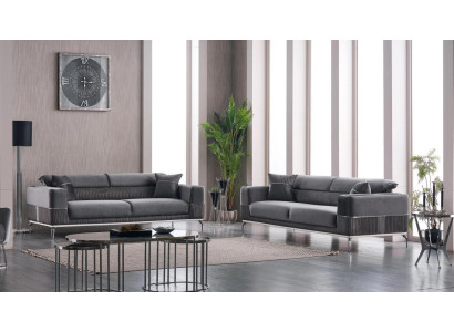 Graue Designer Couch Club Möbel Couchen 3+3 Sitzer Polster 230cm Sofas