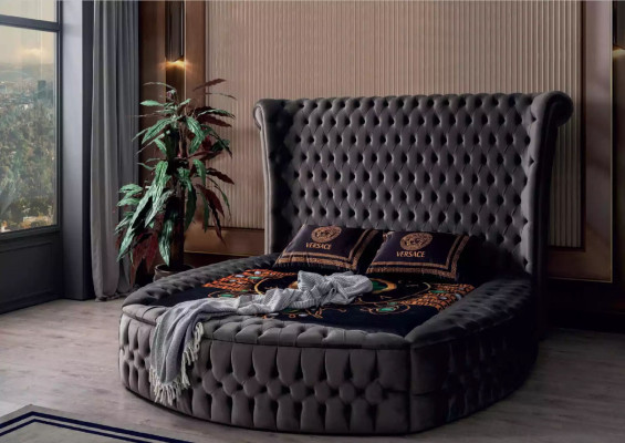 Bett Chesterfield Polsterbett Luxus Schlafzimmer Design Betten Textil Samt Neu