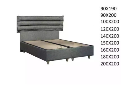 Luxus Bett mit Matratze Komplett Set Bettkasten Ohren Grau Samt 180x200