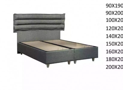 Luxus Bett mit Matratze Komplett Set Bettkasten Ohren Grau Samt 180x200