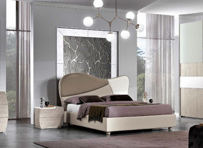 Set 6tlg Schlafzimmer Bett Nachttisch Kommode Spiegel Kleiderschrank Garnitur